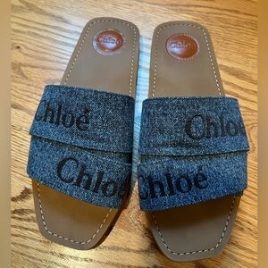 Chloe Woody Denim Sandals